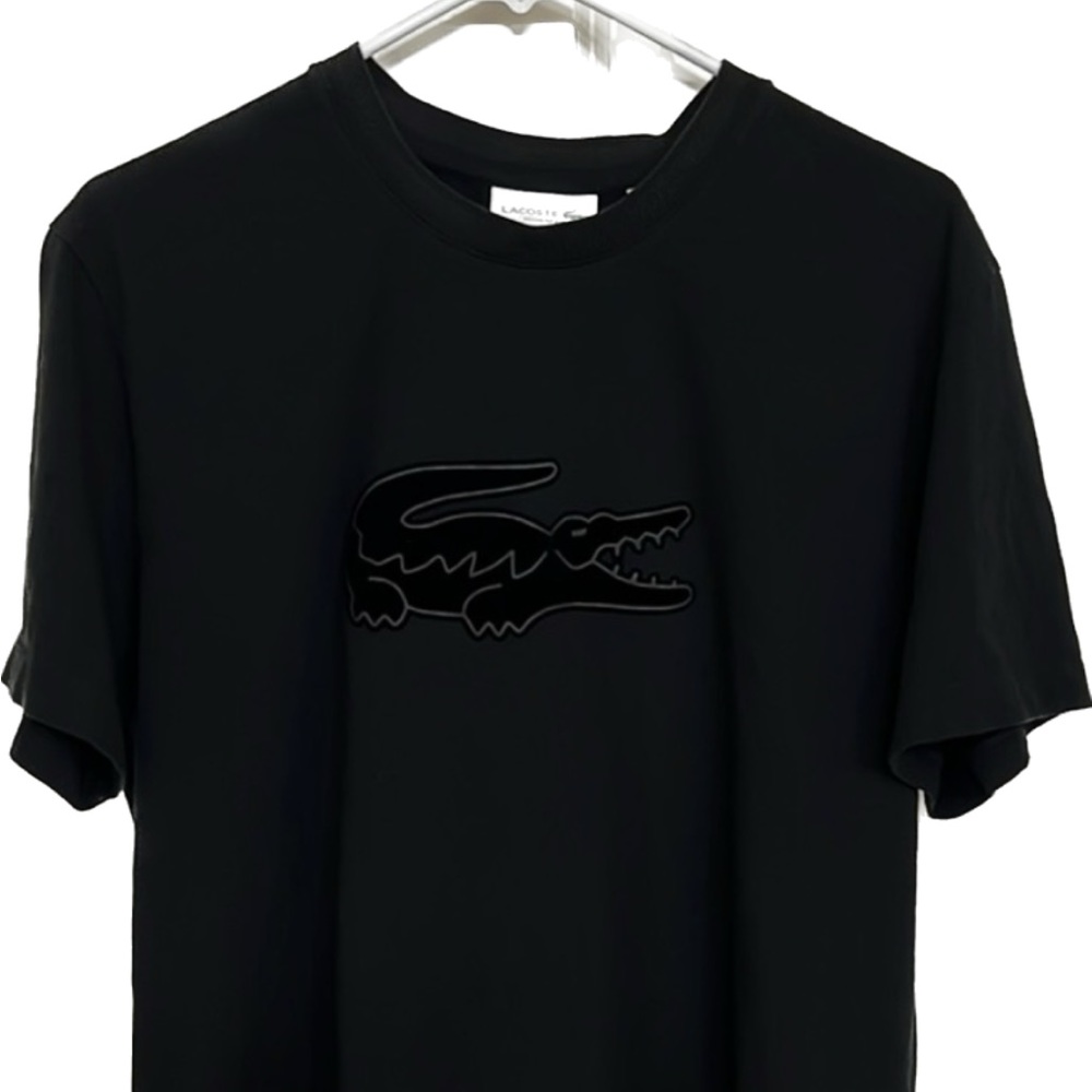 Lacoste mens regular fit felt crocodile crew neck t-shirt black size large 5